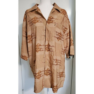 Bocawear Size XL Brown Tan Logo Button Down Long Sleeve Shirt